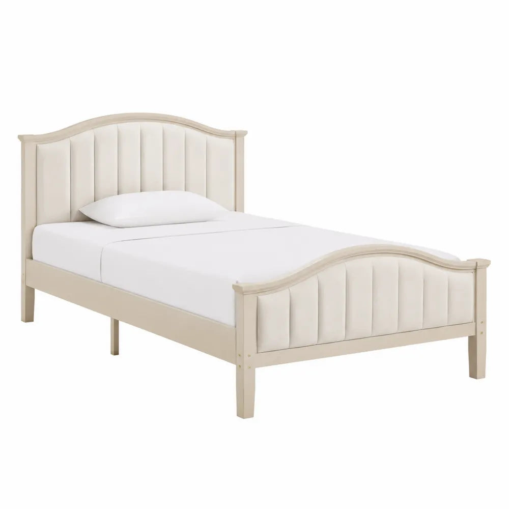 Letto singolo legno e tessuto beige 200x100 cm