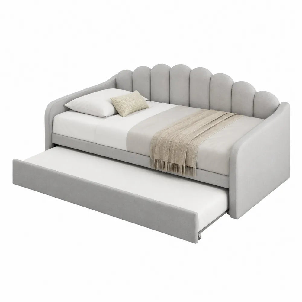 Divano Letto con Letto Estraibile in Tessuto Grigio