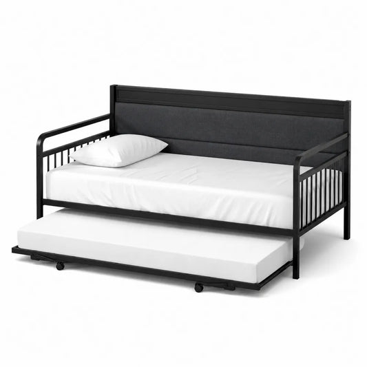 Letto singolo in metallo con secondo letto estraibile