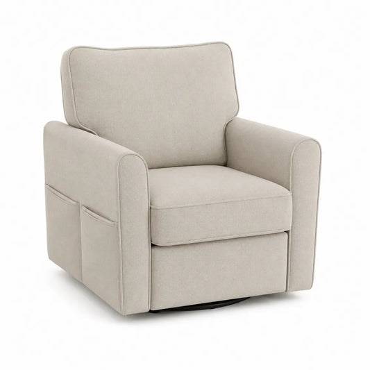 Poltrona girevole in tessuto beige