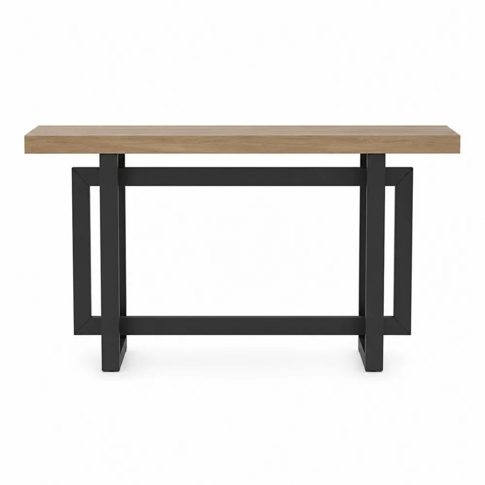 Consolle in legno e metallo nero 120x30x80 cm