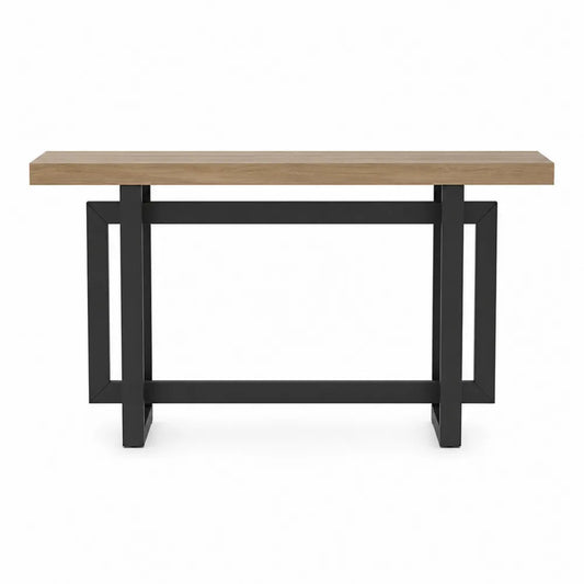 Consolle in legno e metallo nero 120x30x80 cm