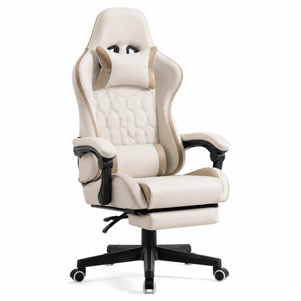 Sedia da Gaming Ergonomica in Similpelle Beige