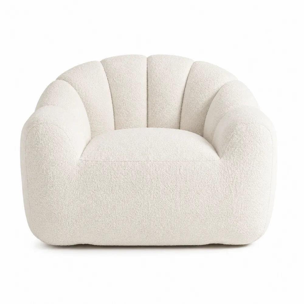 Poltrona in Bouclè di Poliestere Bianco
