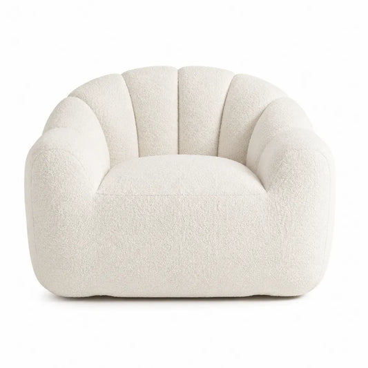 Poltrona in Bouclè di Poliestere Bianco